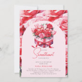 Invitation Un petit Baby shower d'arche rouge floral (Devant)