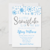 Invitation Un petit Baby shower d'argent bleu Snowflake (Devant)
