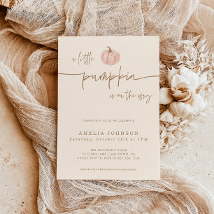 Invitation Un Petit Baby shower D'Automne Citrouille, Fille B