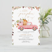 Invitation Un Petit Baby shower D'Automne De Camion Rose Citr (Debout devant)