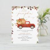 Invitation Un petit Baby shower d'automne de camion rouge Cit (Debout devant)