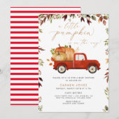 Invitation Un petit Baby shower d'automne de camion rouge Cit (Devant / Derrière)