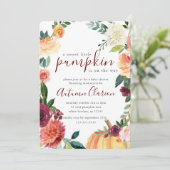 Invitation Un petit Baby shower d'automne doux et Citrouille (Debout devant)