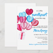 Invitation Un petit baby shower de ballons amoureux (Devant / Derrière)