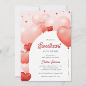 Invitation Un petit Baby shower de ballons rouges roses (Devant)