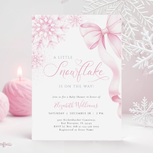 Invitation Un Petit Baby shower De Bouche Rose De Feu De Neig