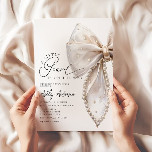 Invitation Un petit Baby shower de boue neutre perle