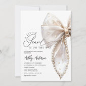 Invitation Un petit Baby shower de boue neutre perle (Devant)