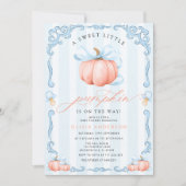 Invitation Un petit Baby shower de Bow Bleu Automne Citrouill (Devant)