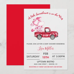 Invitation Un petit Baby shower de Camion Rouge