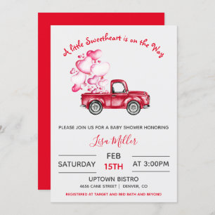 Invitation Un petit Baby shower de Camion Rouge