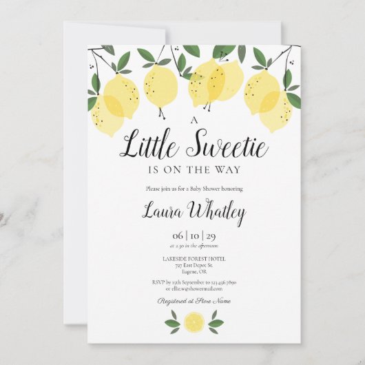 Invitation Un petit Baby shower de citron doux (Devant)