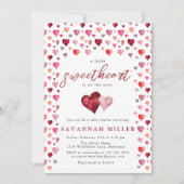 Invitation Un petit Baby shower de coeur valentin (Devant)