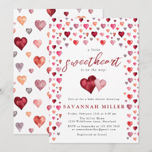 Invitation Un petit Baby shower de coeur valentin
