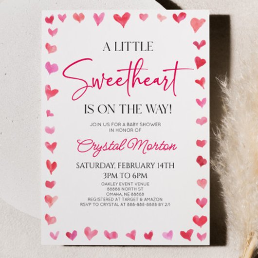 Invitation Un petit Baby shower de Coeurs Roses Rouges