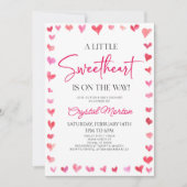 Invitation Un petit Baby shower de Coeurs Roses Rouges (Devant)