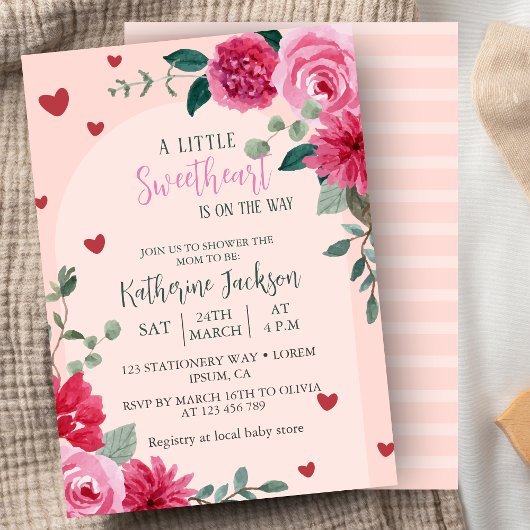 Invitation Un petit baby shower de coeurs valentin amoureux