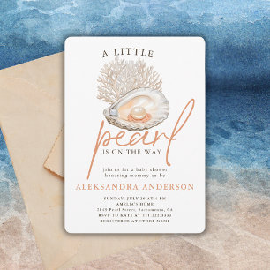 Invitation Un petit Baby shower de coquillages d'aquarelle pe