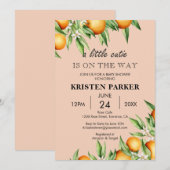 Invitation Un Petit Baby shower De Couleur Rose Orange Cutie (Devant / Derrière)