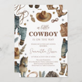Invitation Un petit Baby shower de cowboy (Devant / Derrière)