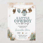 Invitation Un petit Baby shower de cowboy (Devant / Derrière)