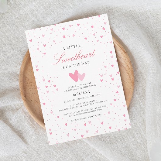 Invitation Un petit Baby shower de fille amoureuse