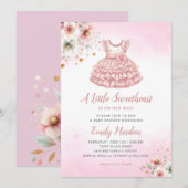Invitation Un petit Baby shower de fille aux vêtements roses (Devant / Derrière)