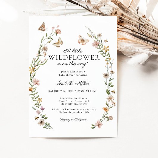 Invitation Un petit Baby shower de fille Boho Fleur sauvage