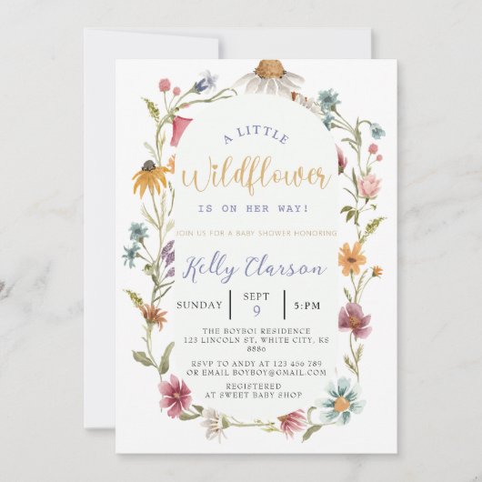 Invitation Un petit Baby shower de fille Boho Fleur sauvage (Devant)