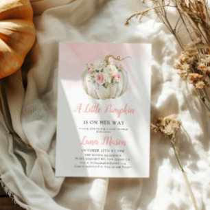 Invitation Un petit Baby shower de fille Citrouille