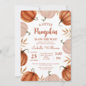 Invitation Un petit Baby shower de fille Citrouille (Devant)