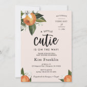 Invitation Un petit BABY SHOWER de fille Clementine Orange (Devant)