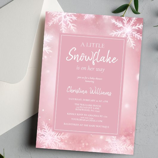 Invitation Un petit Baby shower de fille de flocon de neige