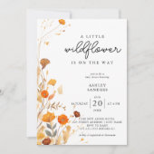 Invitation Un petit Baby shower de fille Fleur sauvage (Devant)