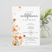 Invitation Un petit Baby shower de fille Fleur sauvage (Debout devant)