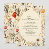 Invitation Un petit Baby shower de fille Fleur sauvage (Devant / Derrière)