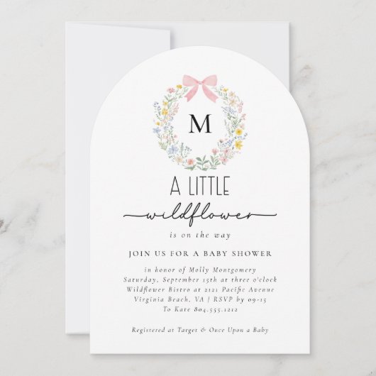 Invitation Un petit Baby shower de fille Fleur sauvage (Devant)