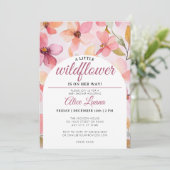 Invitation Un petit Baby shower de fille Fleur sauvage (Debout devant)