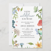 Invitation Un petit Baby shower de fille Fleur sauvage blanc (Devant)