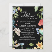 Invitation Un petit Baby shower de fille Fleur sauvage Noir (Devant)