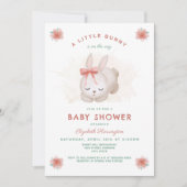 Invitation Un petit Baby shower de fille lapin (Devant)
