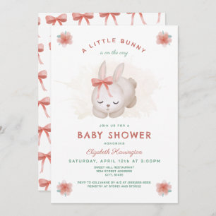 Invitation Un petit Baby shower de fille lapin