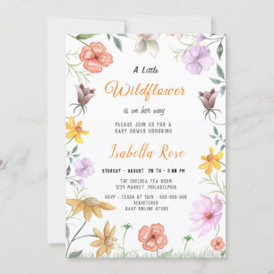 Invitation Un Petit Baby shower De Fille Rose Brousse Fleur s