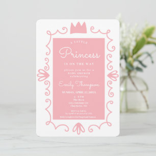 Invitation Un petit Baby shower de fille rose moderne Princes