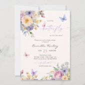 Invitation Un petit Baby shower de fleurs de papillon Pastel (Devant)