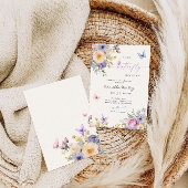 Invitation Un petit Baby shower de fleurs de papillon Pastel