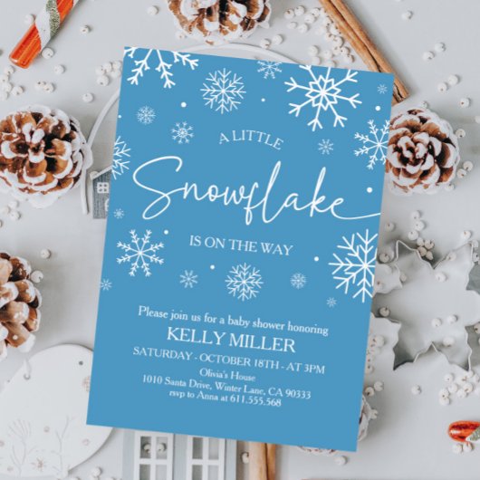 Invitation Un petit Baby shower de flocon de neige