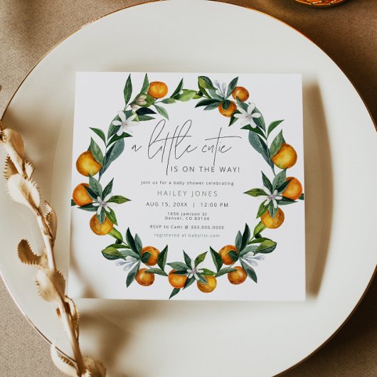 Invitation Un Petit Baby shower De Fruits Orange Citrus Cutie