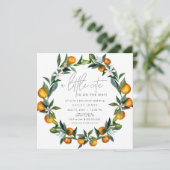 Invitation Un Petit Baby shower De Fruits Orange Citrus Cutie (Debout devant)