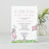 Invitation Un Petit Baby shower De Golf Rose Putter (Debout devant)